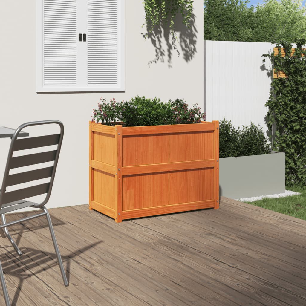 vidaXL Garden Planter Wax Brown 90x50x70 cm Solid Wood Pine