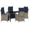 vidaXL Garden Dining Set with Cushion 5 pcs Grey and Black Rattan