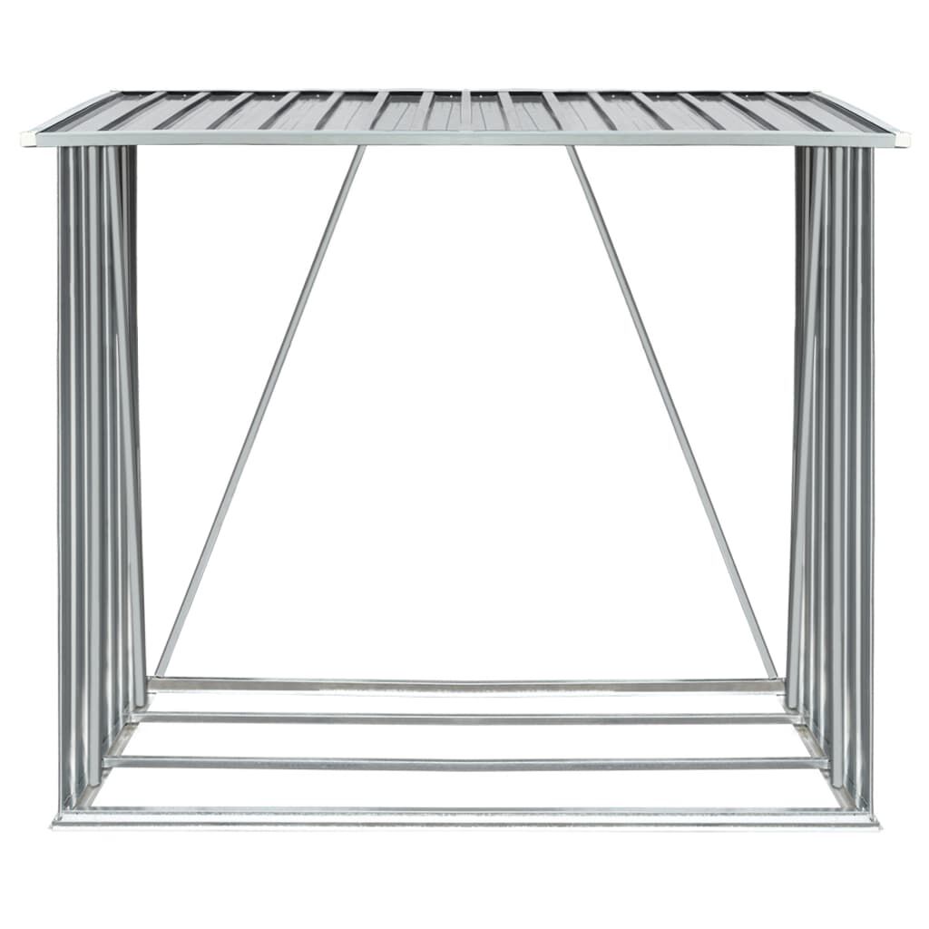 vidaXL Garden Log Storage Shed Galvanised Steel 163x83x154 cm Grey