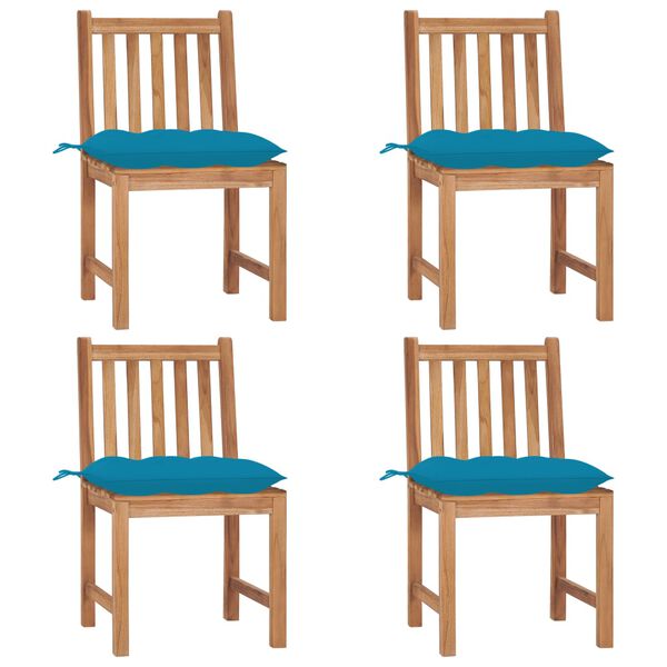 vidaXL Garden Chairs 4 pcs with Cushions Solid Teak Wood