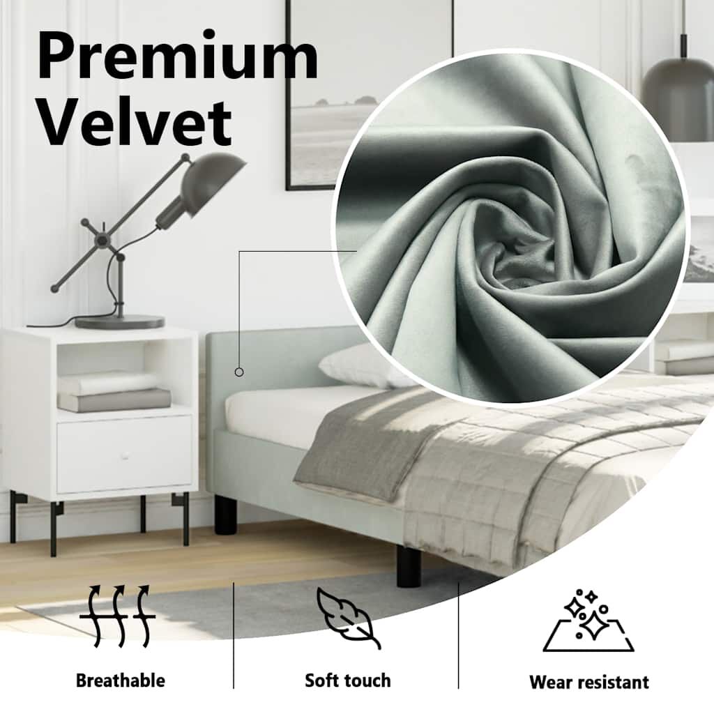 vidaXL Bed Frame without Mattress Light Grey 100x190 cm Velvet
