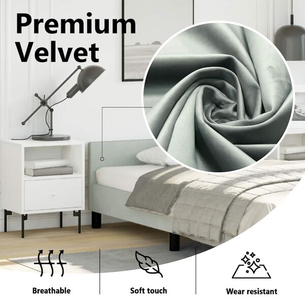vidaXL Bed Frame without Mattress Light Grey 100x190 cm Velvet