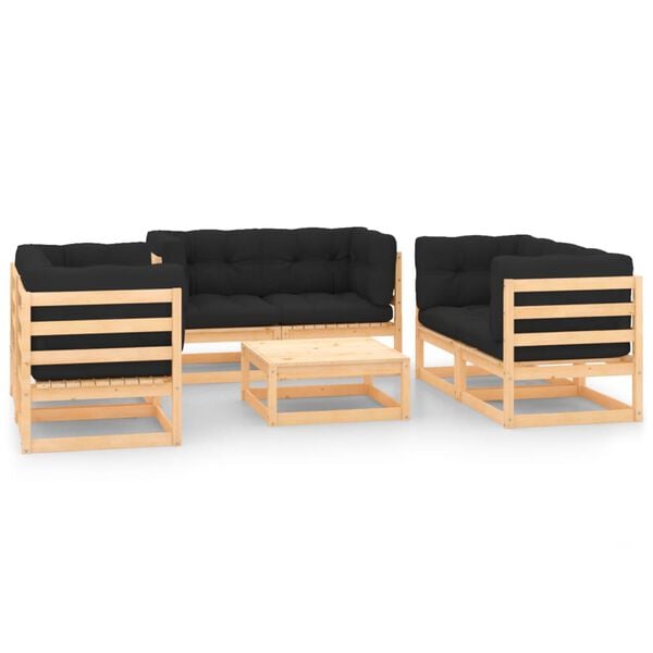 vidaXL 7 Piece Garden Lounge Set with Cushions Solid Pinewood