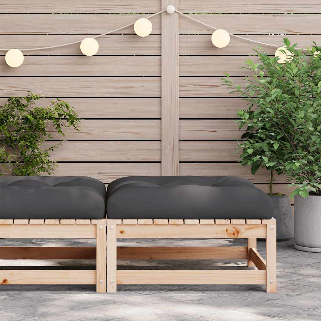 vidaXL Garden Footstool with Cushion Solid Wood Pine