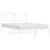vidaXL Metal Bed Frame without Mattress with Headboard White 150x200cm