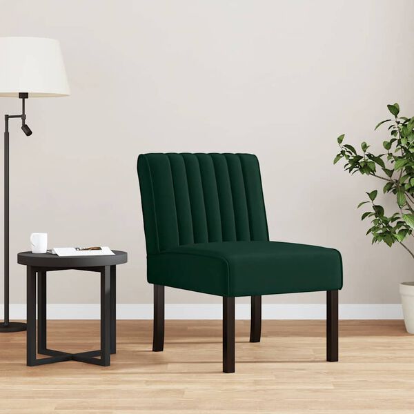 vidaXL Slipper Chair Dark Green Velvet