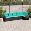 vidaXL 6 Piece Garden Sofa Set with Cushions Black Poly Rattan
