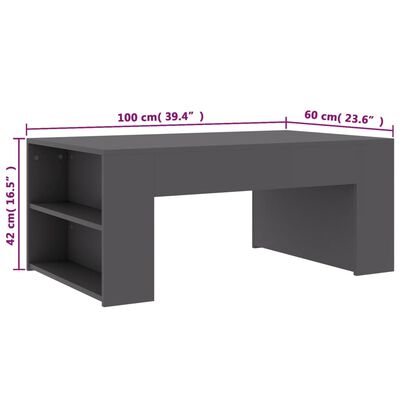 vidaXL Coffee Table Grey 100x60x42 cm Engineered Wood