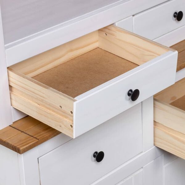 vidaXL Highboard White 93x40.5x180 cm Solid Pine Panama Range