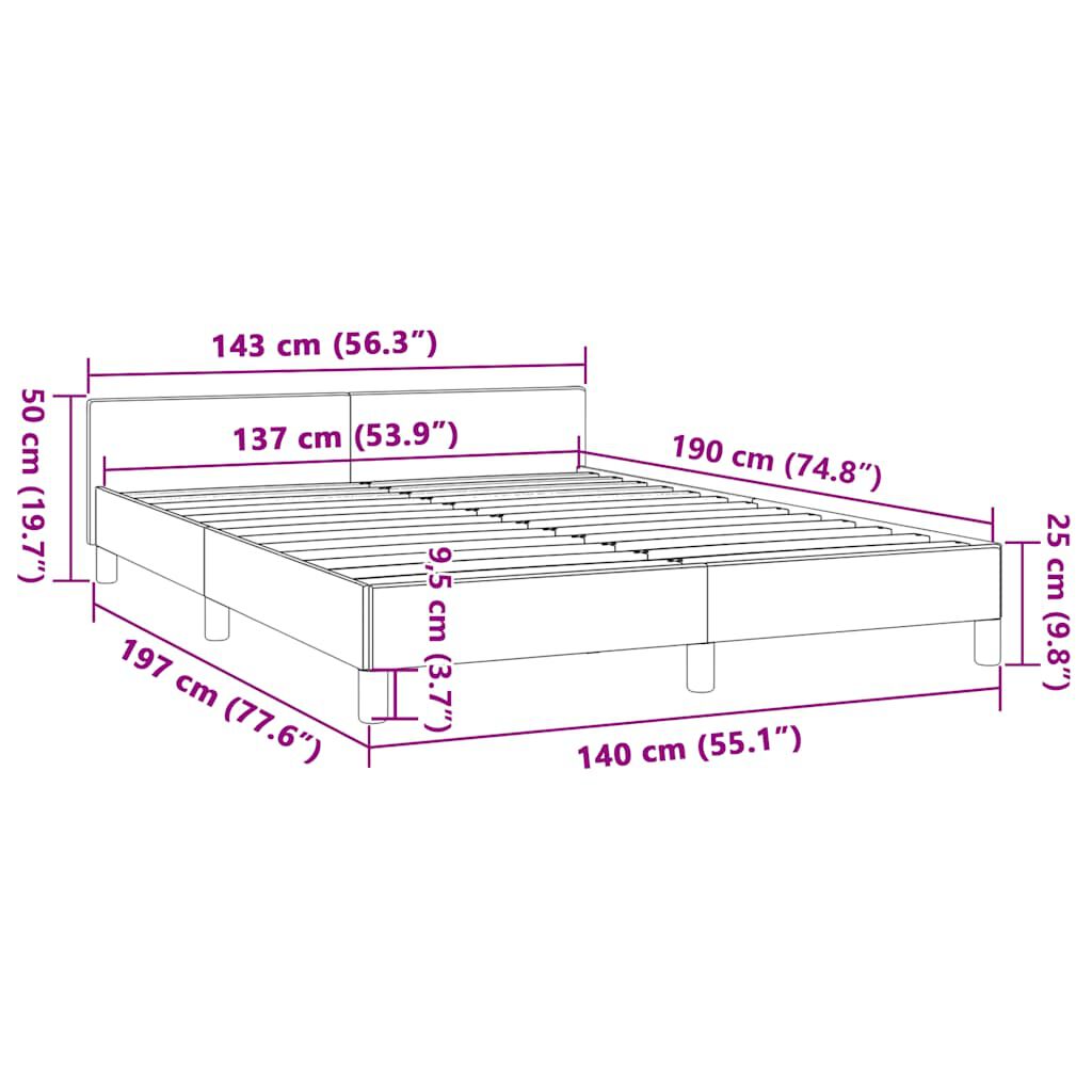 vidaXL Bed Frame without Mattress Dark Grey Double Fabric