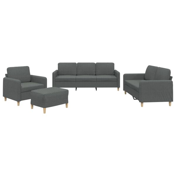 vidaXL 4 Piece Sofa Set with Cushions Dark Grey Fabric