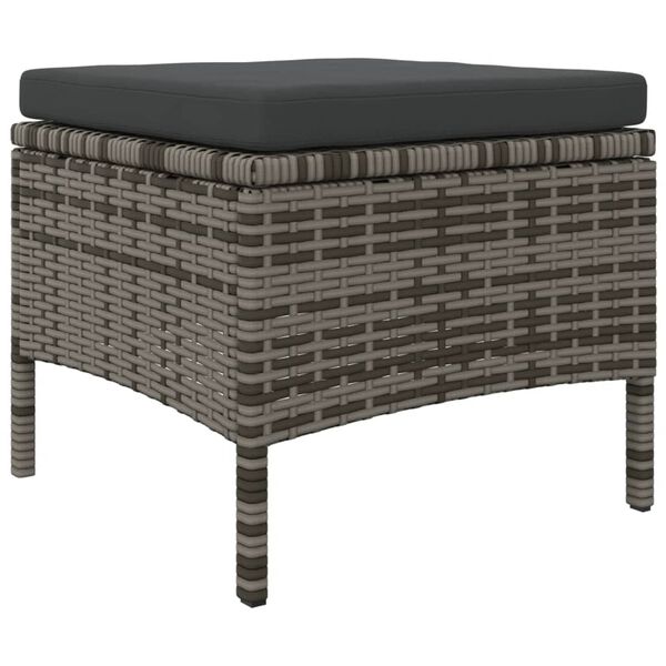 vidaXL 2-Seater Garden Sofa with Tea Table & Stools Poly Rattan Grey