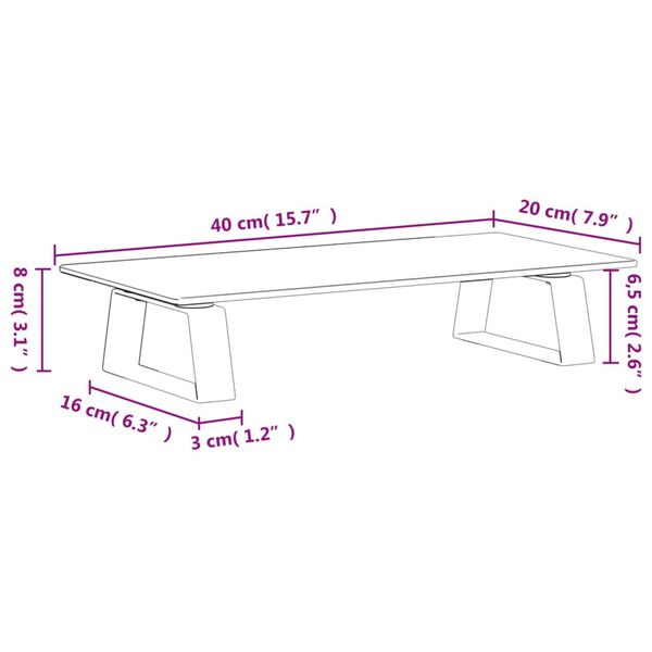 vidaXL Monitor Stand White 40x20x8 cm Tempered Glass and Metal