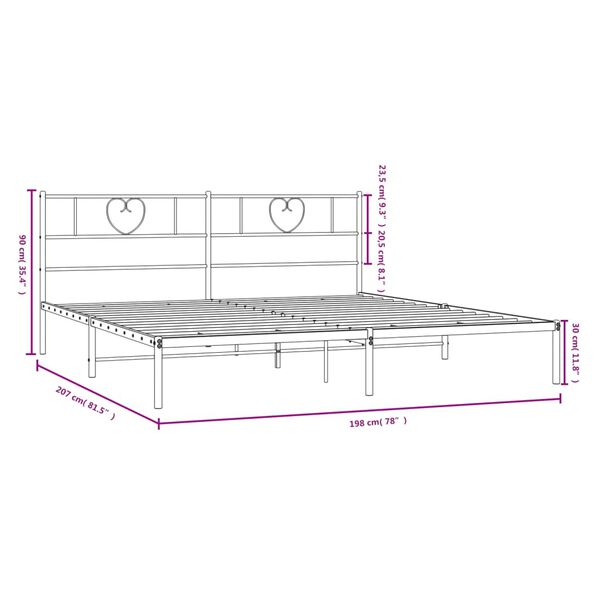 vidaXL Metal Bed Frame without Mattress with Headboard Black 193x203cm