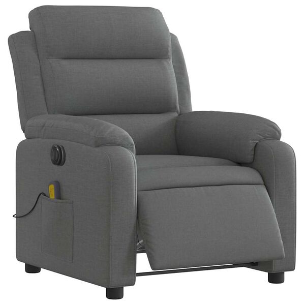 vidaXL Electric Massage Recliner Chair Dark Grey Fabric