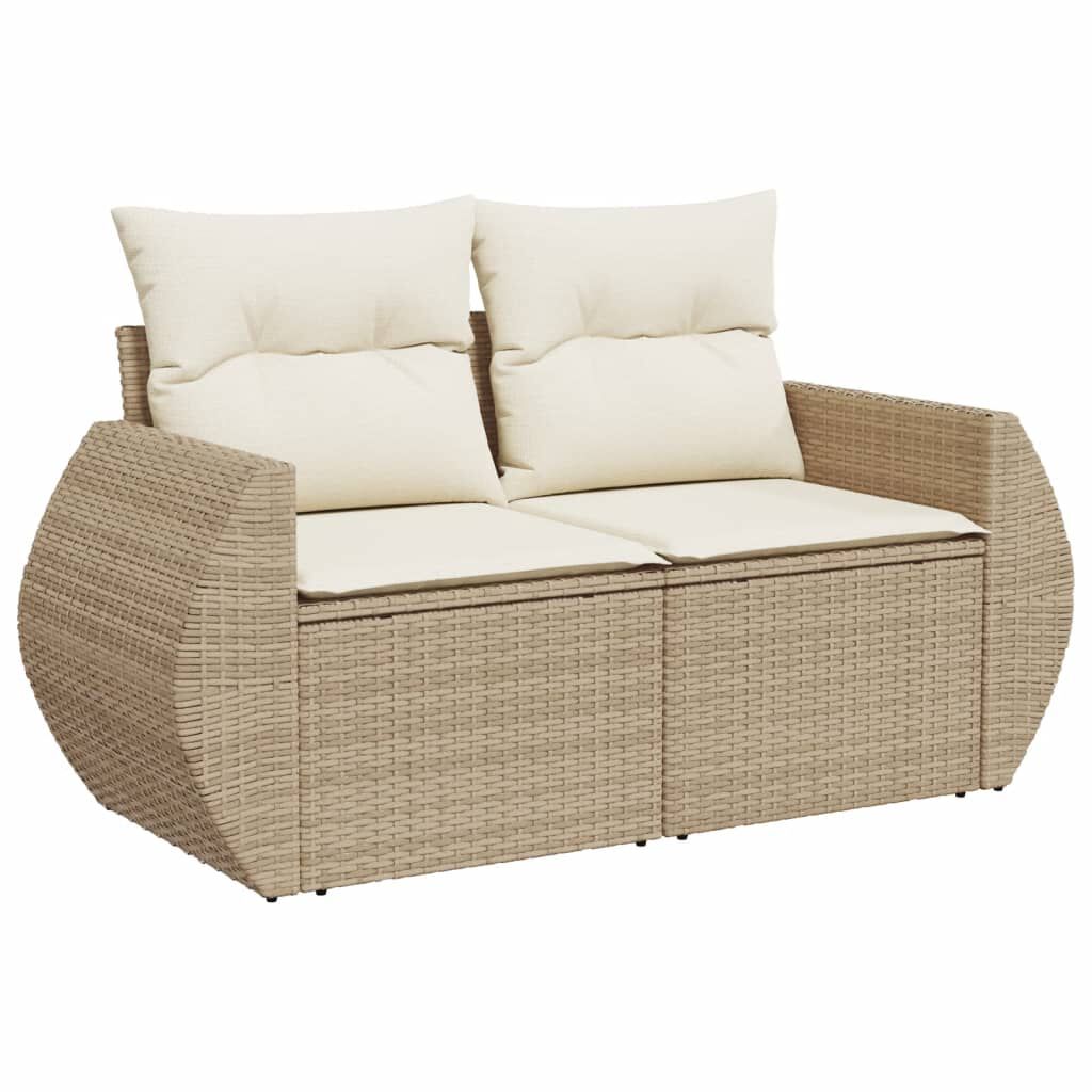 vidaXL 8 Piece Garden Sofa Set with Cushions Beige Poly Rattan
