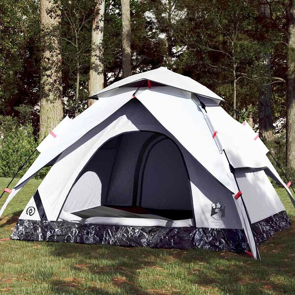 vidaXL Camping Tent Dome 4-Person White Blackout Fabric Quick Release