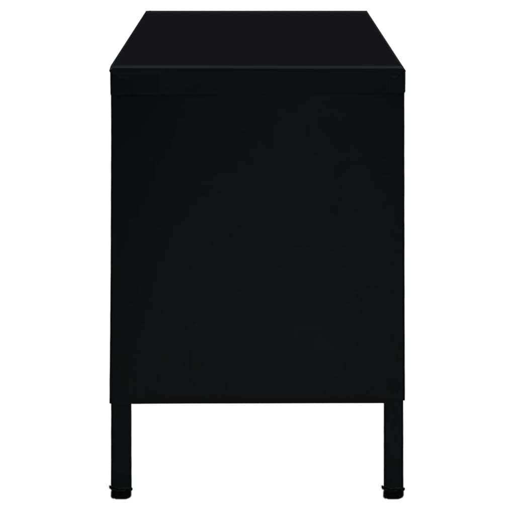 vidaXL TV Cabinet Black 90x30x44 cm Steel and Glass