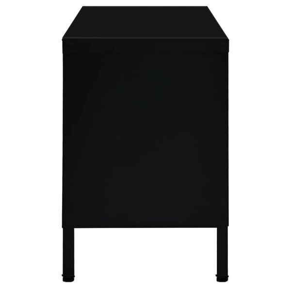 vidaXL TV Cabinet Black 90x30x44 cm Steel and Glass