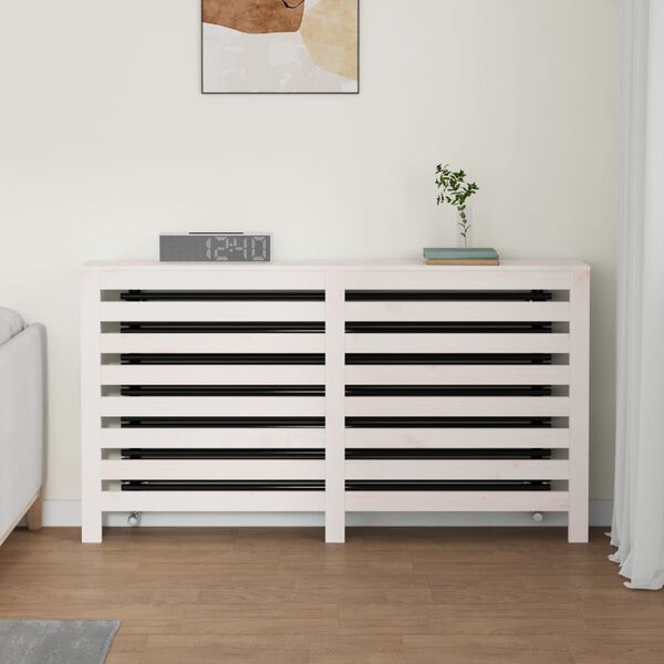 vidaXL Radiator Cover White 153x19x84 cm Solid Wood Pine
