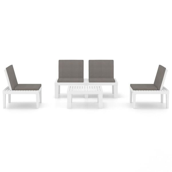vidaXL 4 Piece Garden Lounge Set with Cushions Plastic White