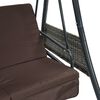 vidaXL Garden Swing Bench with Adjustable Canopy Coffee Brown Steel