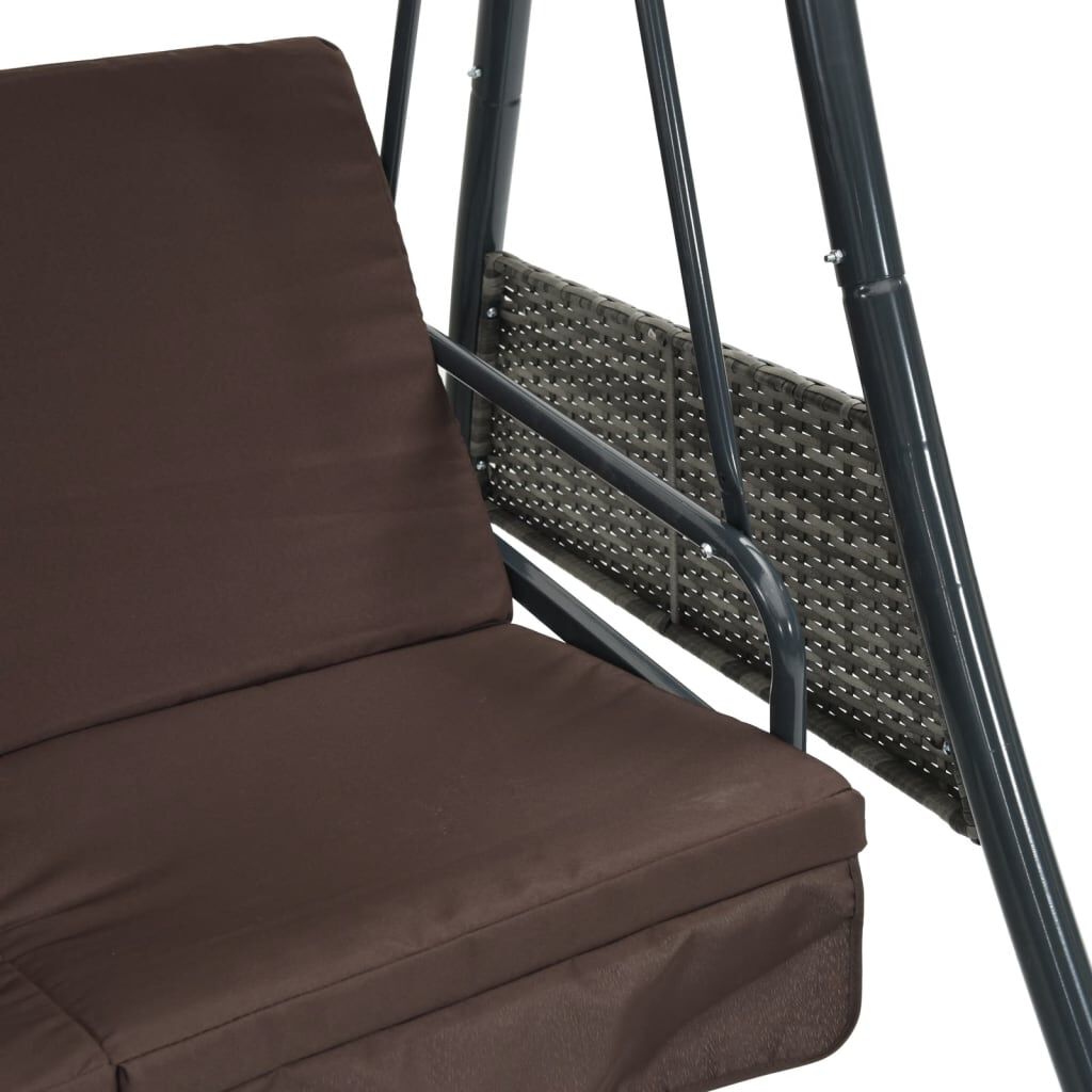 vidaXL Garden Swing Bench with Adjustable Canopy Coffee Brown Steel