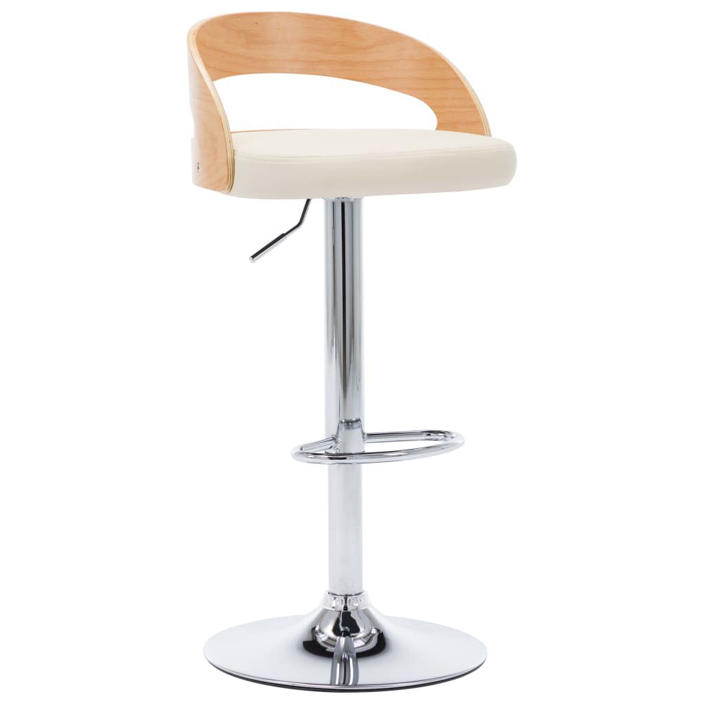vidaXL Bar Stools 2 pcs Cream Faux Leather and Bentwood