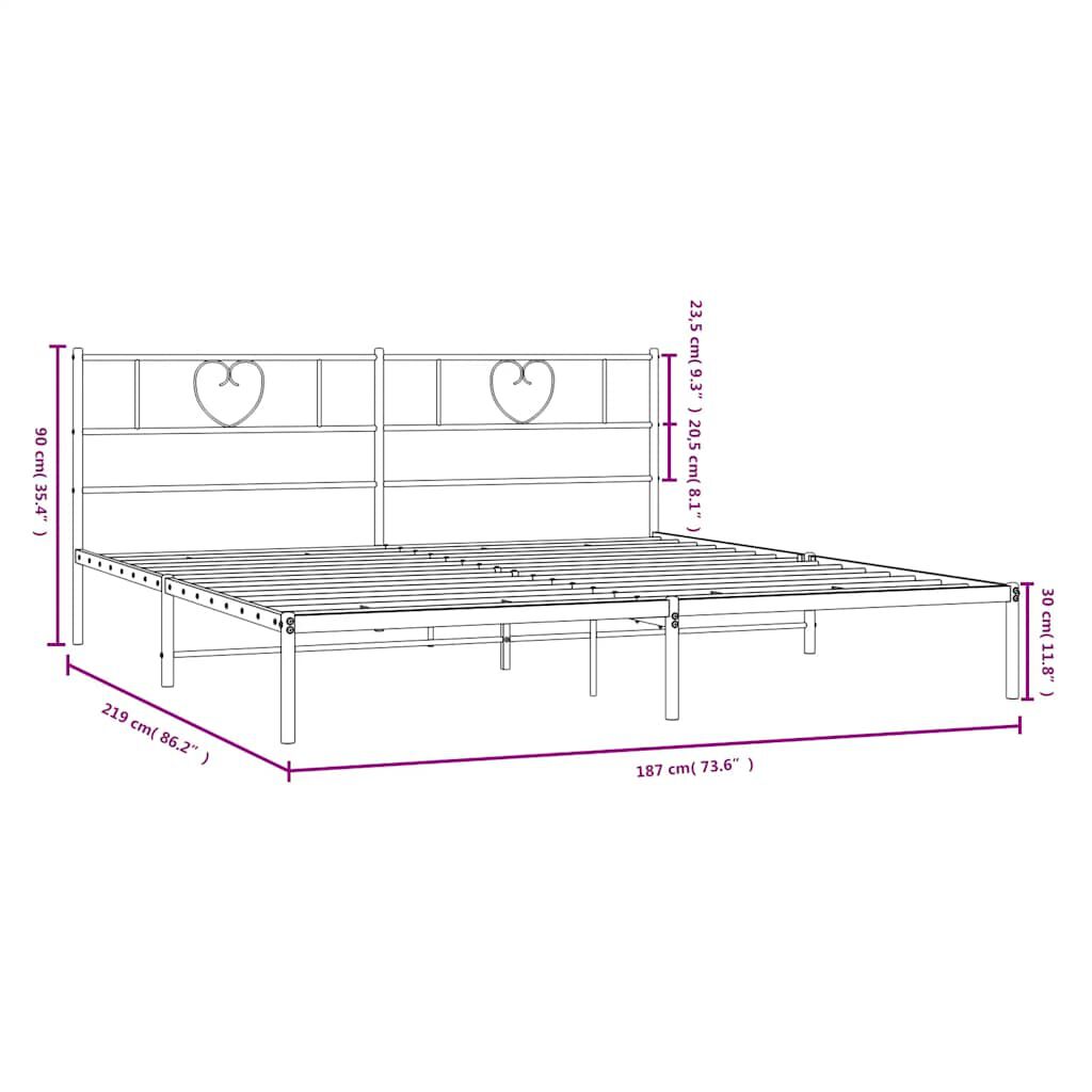 vidaXL Metal Bed Frame without Mattress with Headboard White 183x213cm