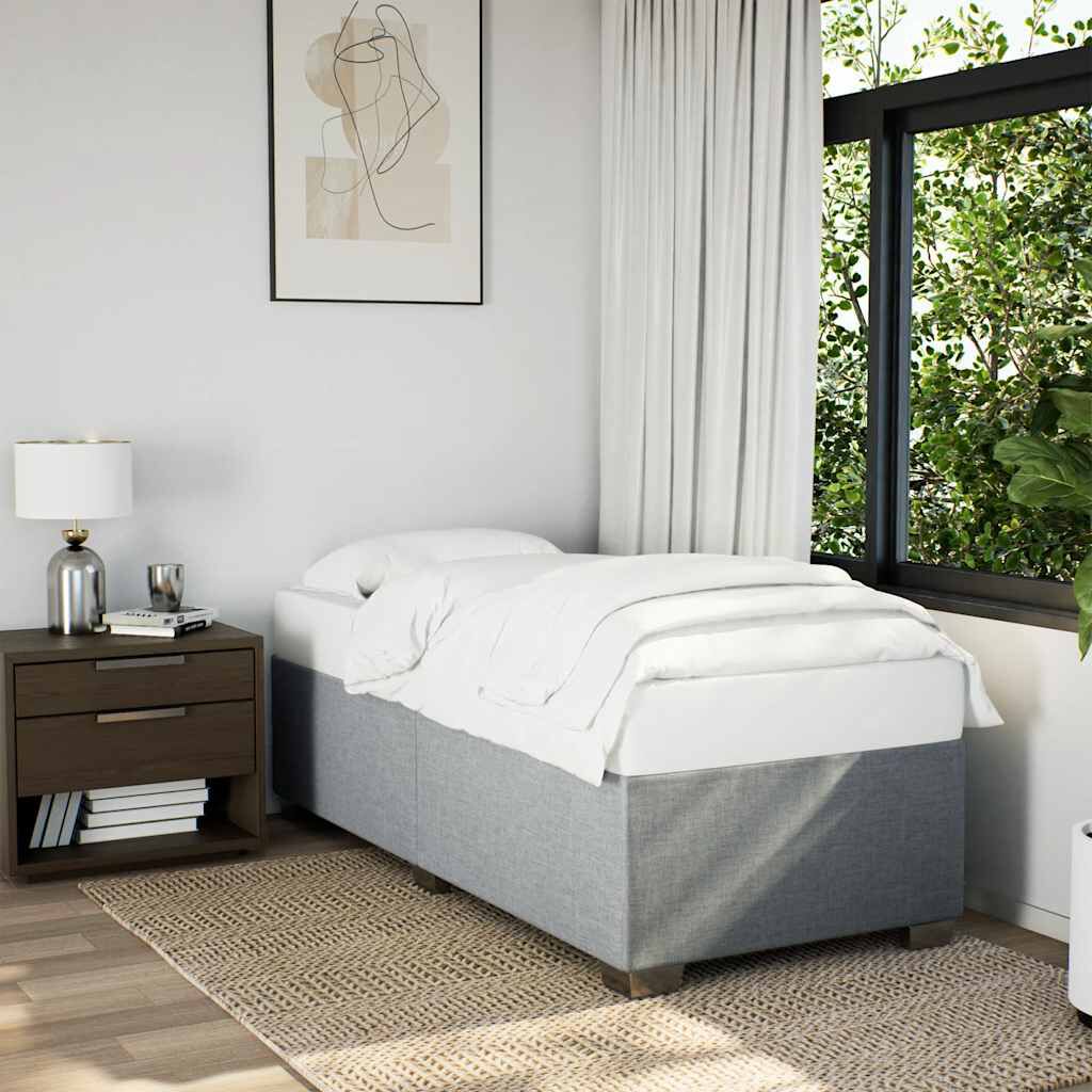 vidaXL Bed Frame without Mattress Light Grey Twin Fabric