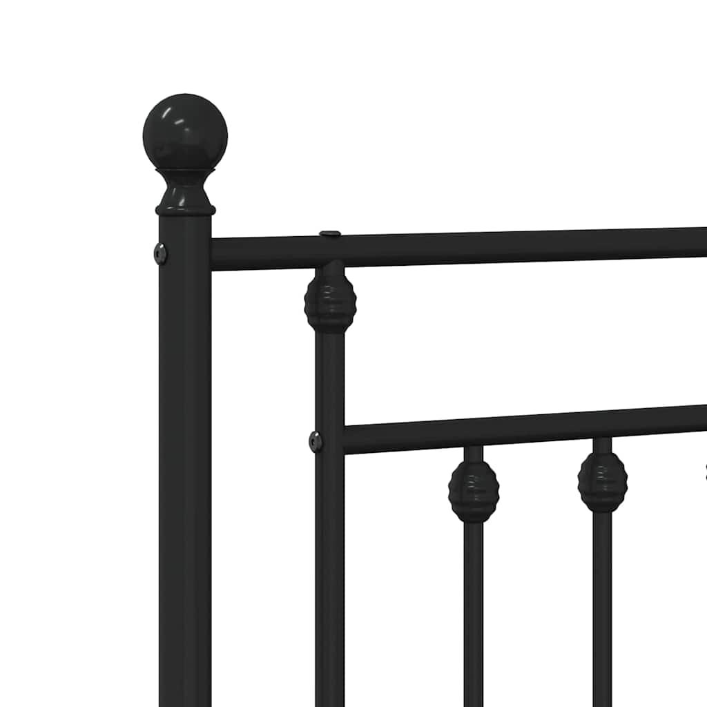 vidaXL Metal Bed Frame without Mattress with Headboard Black 100x190cm