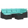 vidaXL Garden Sofa Set with Cushion 7 pcs Black Poly rattan