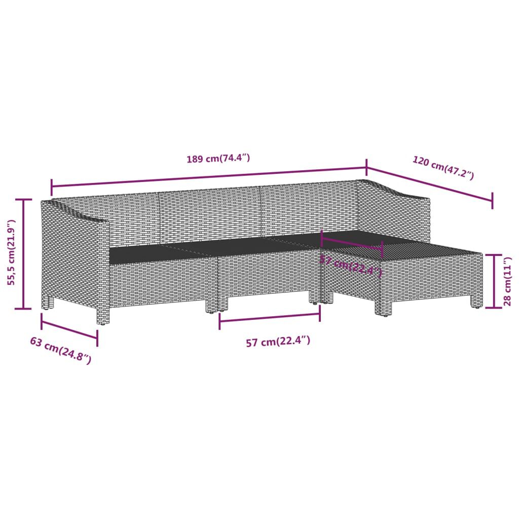 vidaXL 8 Piece Garden Lounge Set with Cushions Grey Poly Rattan