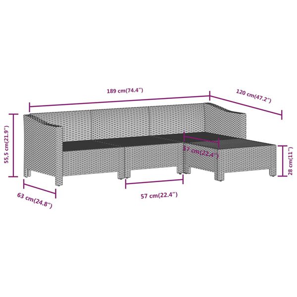 vidaXL 8 Piece Garden Lounge Set with Cushions Grey Poly Rattan