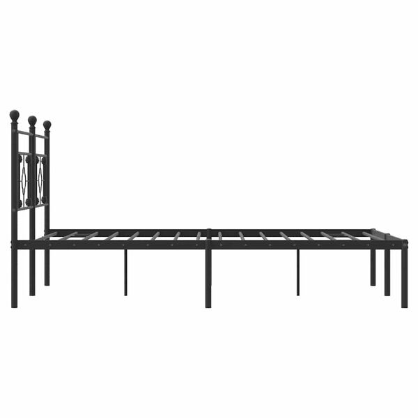 vidaXL Metal Bed Frame without Mattress with Headboard Black 150x200cm