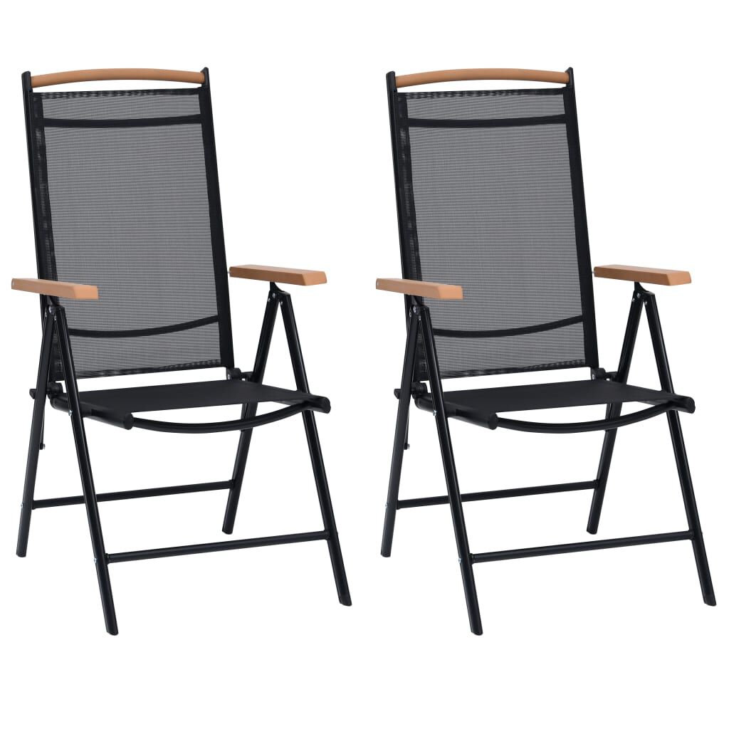 vidaXL Folding Garden Chairs 2 pcs Aluminium and Textilene Black