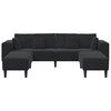vidaXL Velvet Sofa with Cushion 3 pcs Black 208 cm Velvet