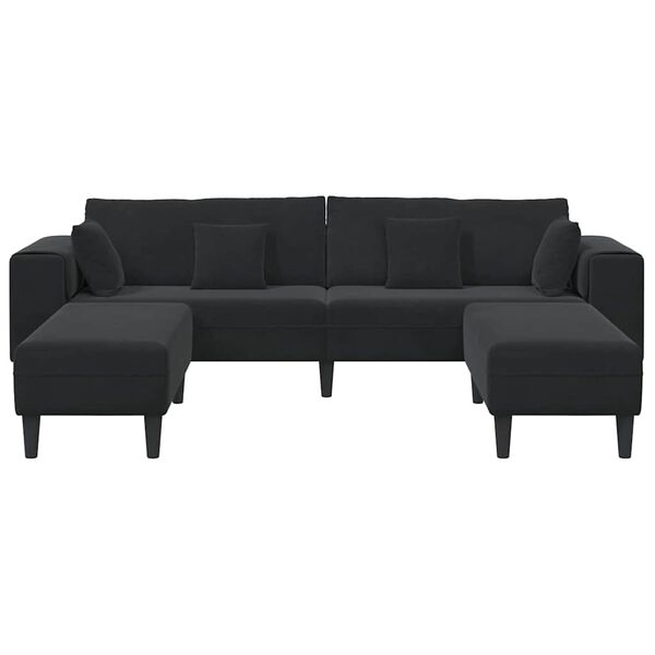vidaXL Velvet Sofa with Cushion 3 pcs Black 208 cm Velvet