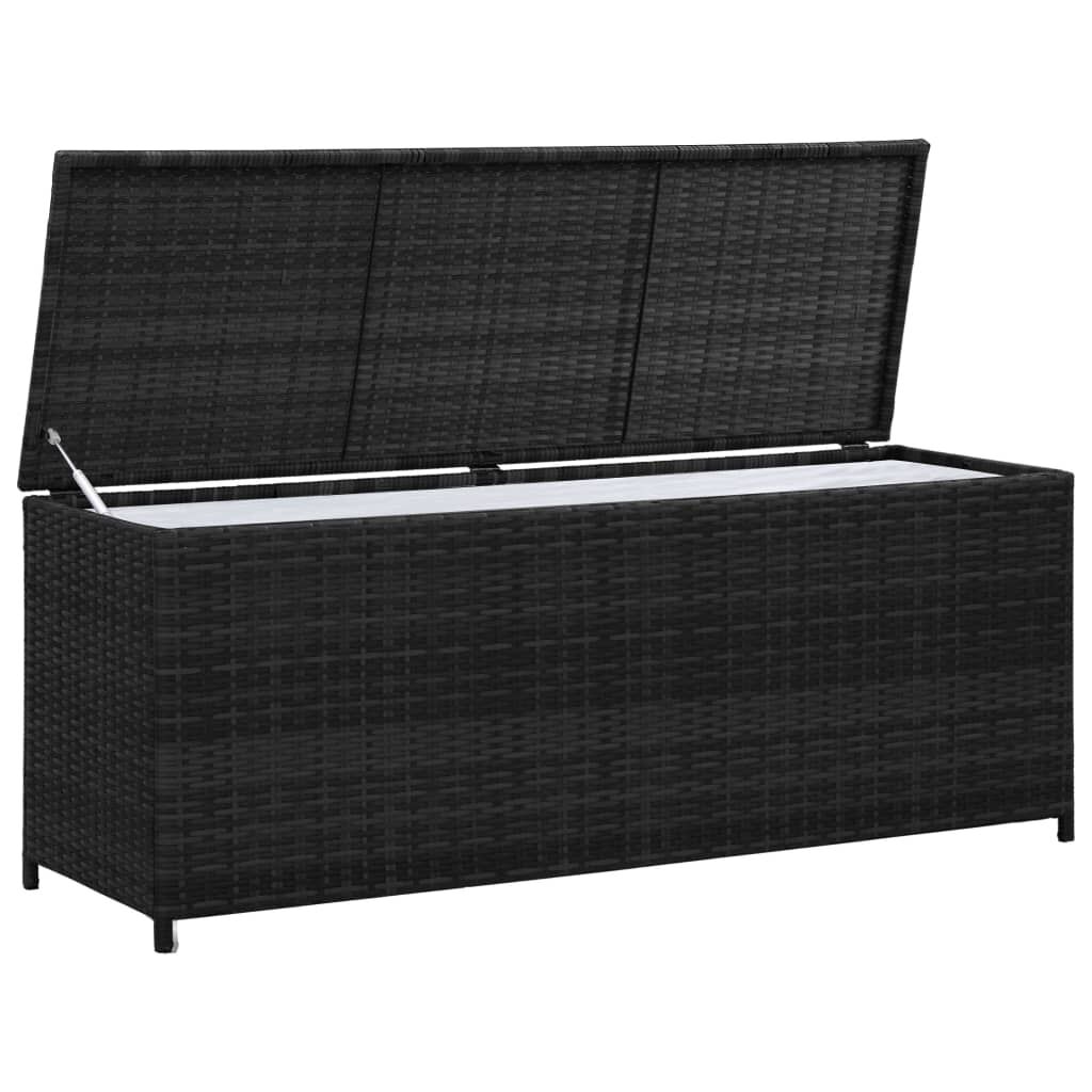 vidaXL Garden Storage Box Black 150x50x60 cm Poly Rattan