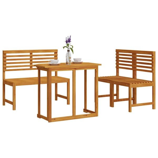 vidaXL Garden Bistro Set 3 pcs Brown Solid Acacia Wood