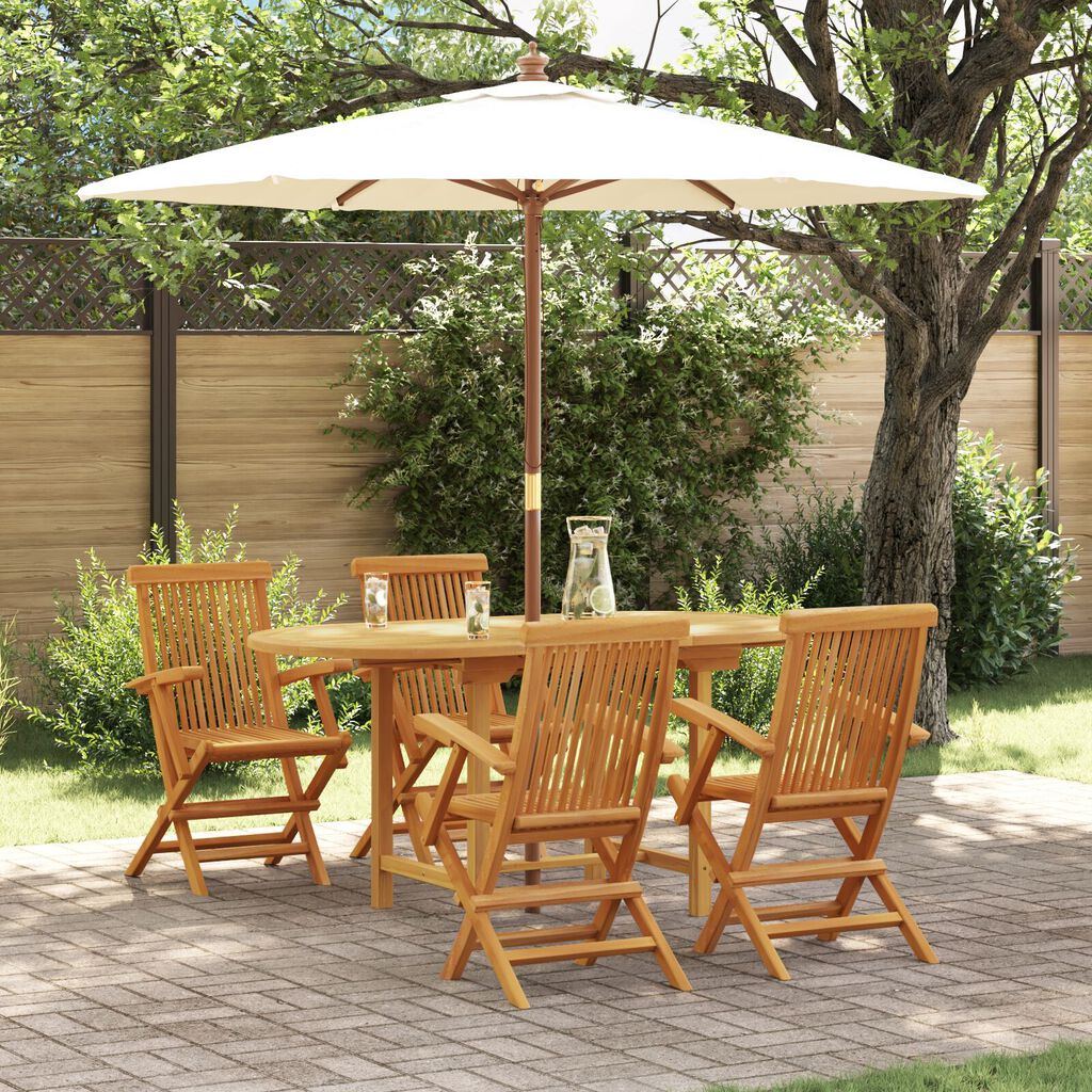 vidaXL 5 Piece Garden Dining Set Solid Wood Teak