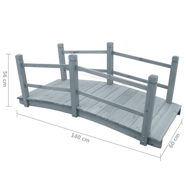 vidaXL Garden Bridge Grey 140x60x56 cm Solid Firwood