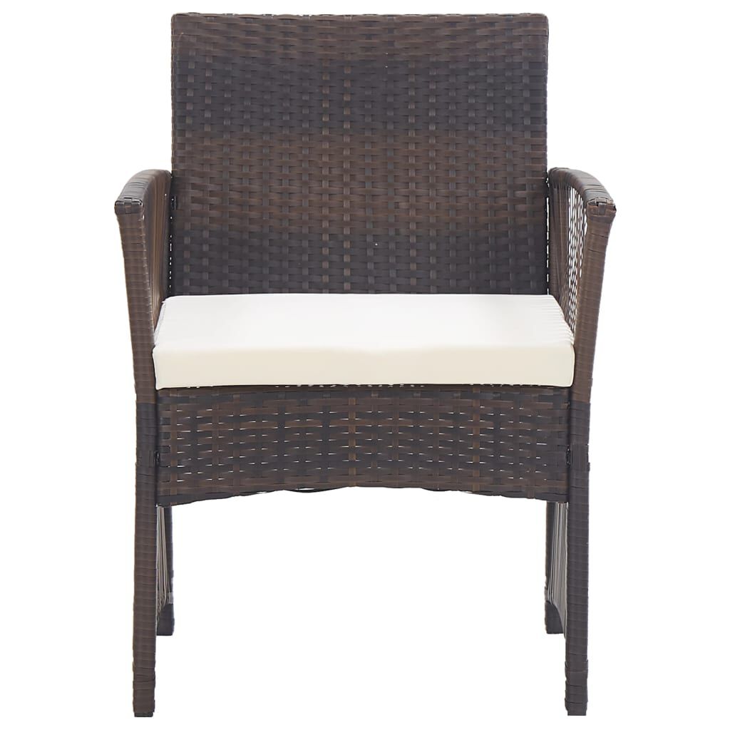 vidaXL Garden Armchairs with Cushions 2 pcs Brown Poly Rattan