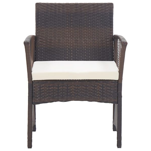 vidaXL Garden Armchairs with Cushions 2 pcs Brown Poly Rattan