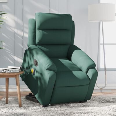 vidaXL Electric Stand up Massage Recliner Chair Dark Green Velvet