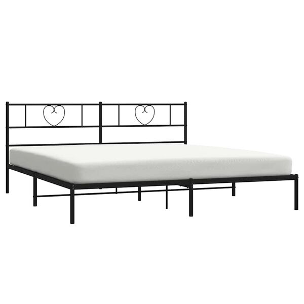 vidaXL Metal Bed Frame without Mattress with Headboard Black 193x203cm