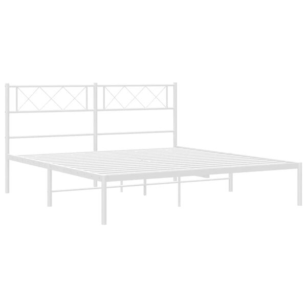 vidaXL Metal Bed Frame without Mattress with Headboard White 135x190cm