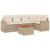 vidaXL 6 Piece Garden Sofa Set with Cushions Beige Poly Rattan