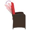 vidaXL Reclining Garden Bench with Cushions Brown Poly Rattan