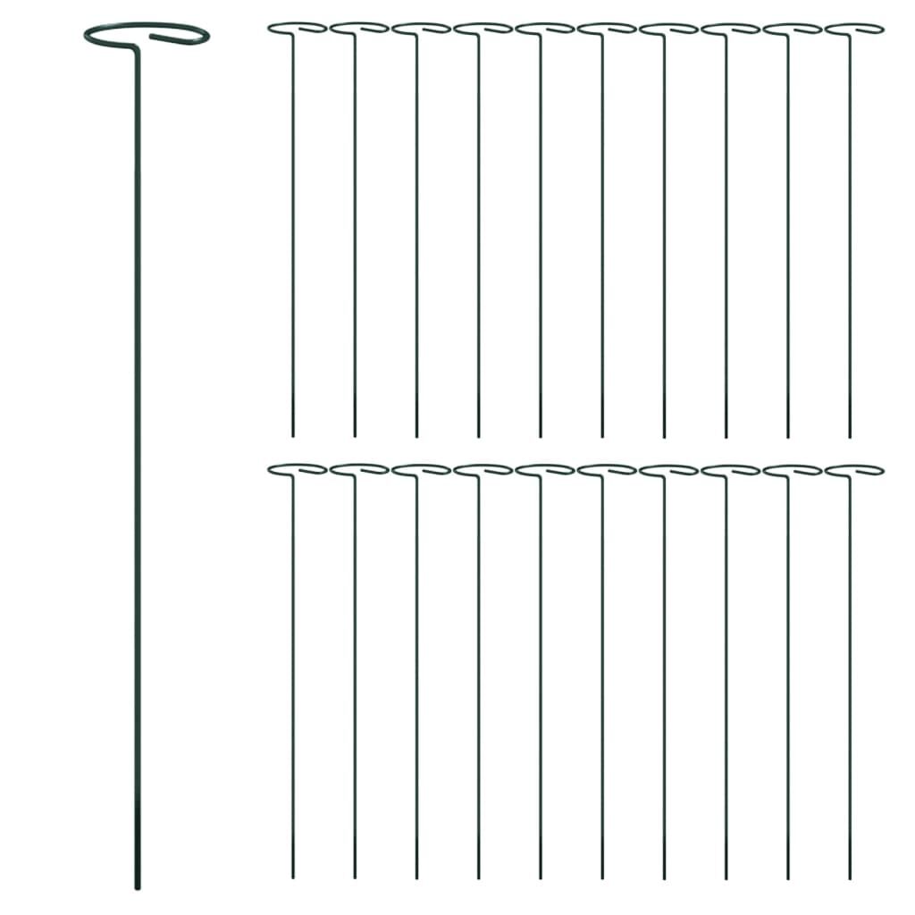 vidaXL Garden Plant Stakes 20 pcs Dark Green 40 cm Steel